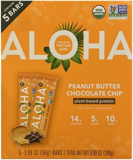 (image for) ALOHA ORGANIC PROTEIN BARS PEANUT BUTTER CHOCOLATE CHIP