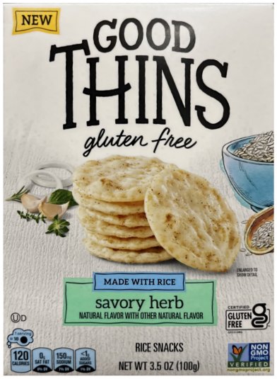 (image for) GOOD THINS SAVORY HERB RICE SNACKS