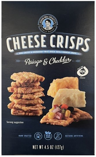 (image for) JOHN MACY'S CHEESE CRISPS ASIAGE & CHEDDAR