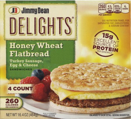 (image for) JIMMY DEAN DELIGHTS TURKEY SAUSAGE EGG CHEESE SANDWICHES
