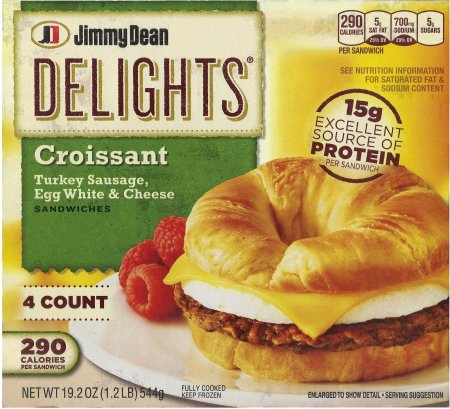 (image for) JIMMY DEAN DELIGHTS TURKEY SAUSAGE EGG WHITE CHEESE SANDWICHES