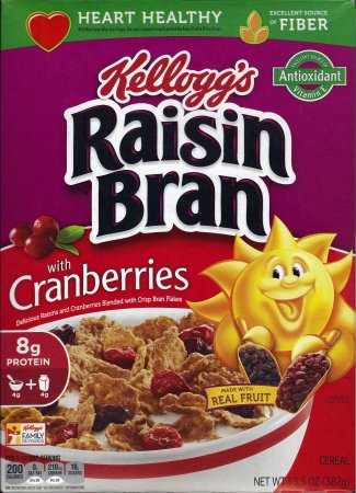 (image for) KELLOGG'S RAISIN BRAN WITH CRANBERRIES AND BRAN FLAKES