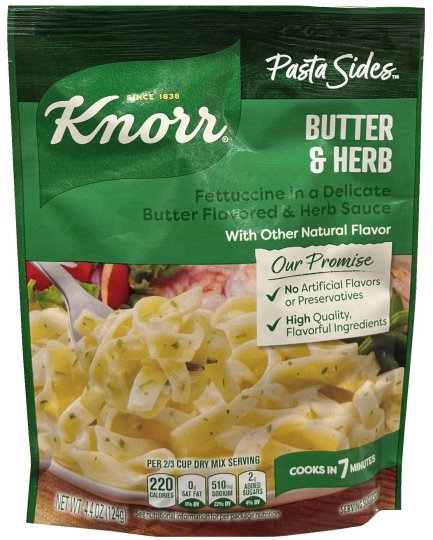 (image for) KNORR PASTA SIDES BUTTER & HERB FETTUCCINE IN A DELICATE BUTTER FLAVORED & HERB SAUCE