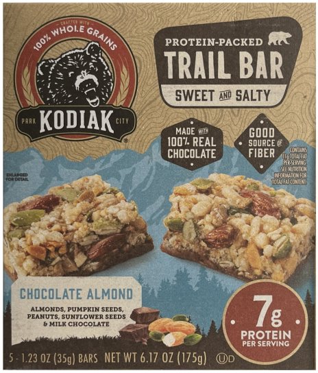 KODIAK PROTEIN PACKED TRAIL BAR SWEET & SALTY CHOCOLATE ALMOND (image for) KODIAK PROTEIN PACKED TRAIL BAR SWEET & SALTY CHOCOLATE ALMOND