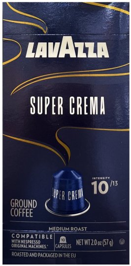 (image for) LAVAZZA SUPER CREMA COFFEE MEDIUM ROAST INTENSITY 10 CAPSULES