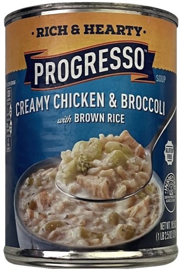 (image for) PROGRESSO RICH & HEARTY CREAMY CHICKEN & BROCCOLI WITH BROWN RICE