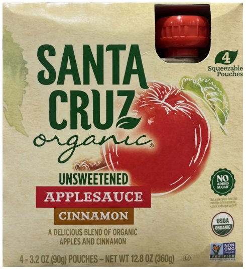 (image for) SANTA CRUZ ORGANIC UNSWEETENED APPLESAUCE CINNAMON