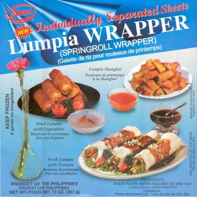 (image for) SIMEX SPRING ROLL LUMPIA WRAPPER INDIVIDUALLY SEPARATED SHEETS