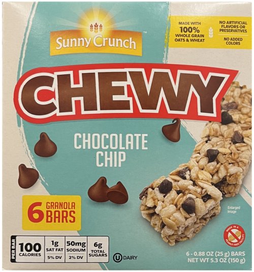 (image for) SUNNY CRUNCH CHEWY CHOCOLATE CHIP GRANOLA BARS
