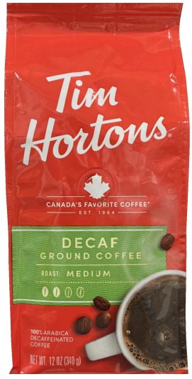 (image for) TIM HORTONS DECAF MEDIUM ROAST GROUND COFFEE