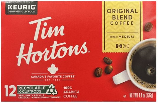 (image for) TIM HORTONS ORIGINAL BLEND MEDIUM ROAST COFFEE K-CUP PODS