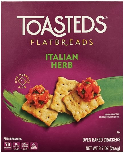 (image for) TOASTEDS FLATBREADS ITALIAN HERB OVEN BAKED CRACKERS