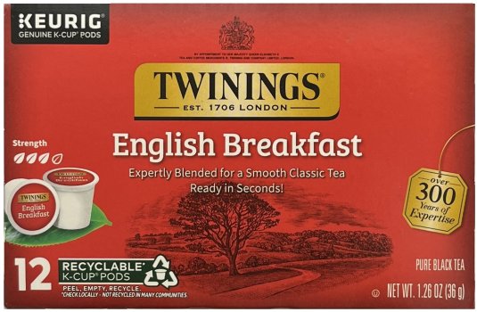 (image for) TWININGS ENGLISH BREAKFAST PURE BLACK TEA K-CUP PODS