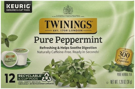 (image for) TWININGS PURE PEPPERMINT HERBAL TEA K-CUP PODS