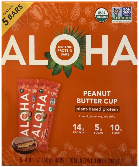 ALOHA ORGANIC PROTEIN BARS PEANUT BUTTER CUP (image for) ALOHA ORGANIC PROTEIN BARS PEANUT BUTTER CUP