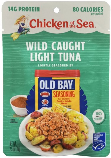 CHICKEN OF THE SEA WILD CAUGHT LIGHT TUNA OLD BAY SEASONED (image for) CHICKEN OF THE SEA WILD CAUGHT LIGHT TUNA OLD BAY SEASONED