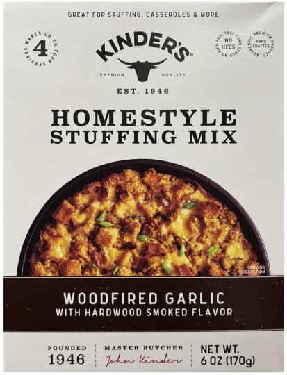 (image for) KINDER'S HOMESTYLE STUFFING MIX WOODFIRED GARLIC WITH HARDWOOD SMOKED FLAVOR