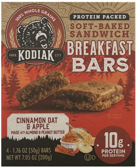 (image for) KODIAK SOFT BAKED SANDWICH BREAKFAST BARS APPLE OAT & CINNAMON