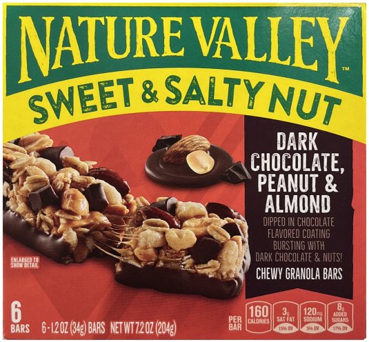 (image for) NATURE VALLEY SWEET & SALTY NUT DARK CHOCOLATE PEANUT ALMOND CHEWY GRANOLA BAR