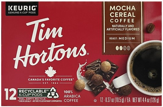 (image for) TIM HORTONS MOCHA CEREAL COFFEE MEDIUM ROAST COFFEE K-CUP PODS